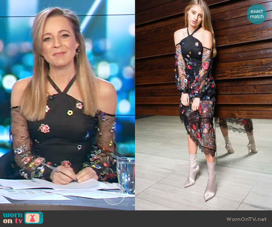 Celine Open Shoulder Midi Dress by Alpha-Be The Label worn by Carrie Bickmore on The Project