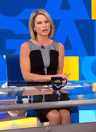Amy’s black and grey contrast dress on Good Morning America