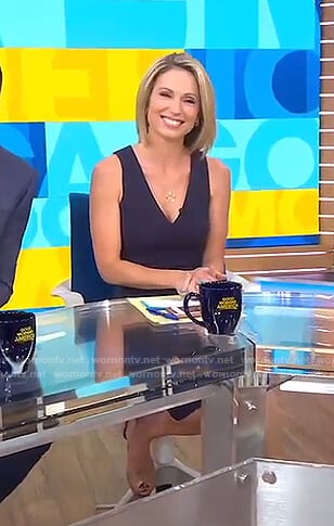 Amy's navy v-neck dress on Good Morning America