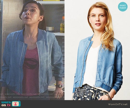 Chambray Bomber by Cloth & Stone at Anthropologie worn by Ella Lopez (Aimee Garcia) on Lucifer