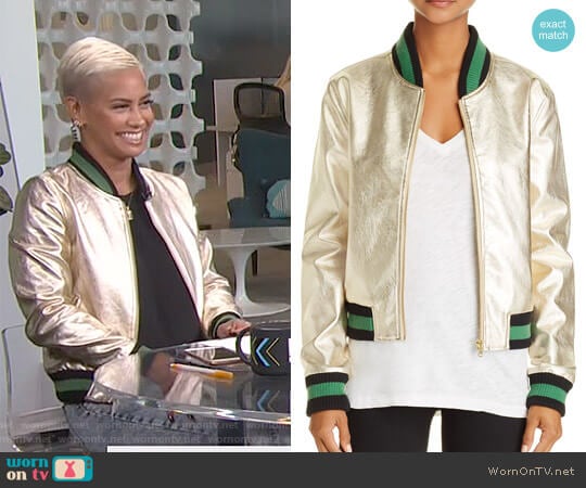 Metallic Bomber Jacket by Aqua worn by Sibley Scoles on E! News