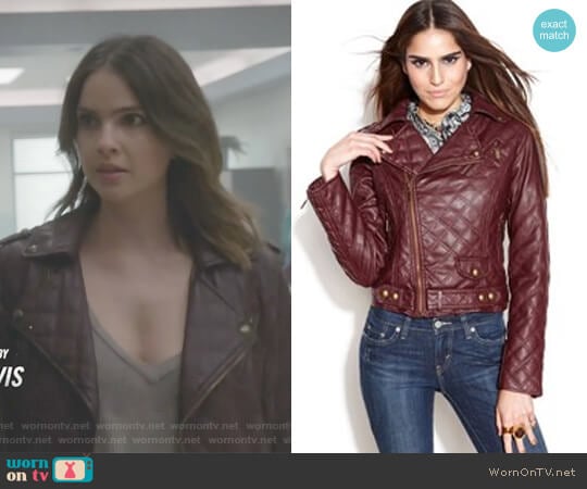 Quilted Faux-Leather Motorcycle Jacket by Bar lll worn by Malia Tate (Shelley Hennig) on Teen Wolf