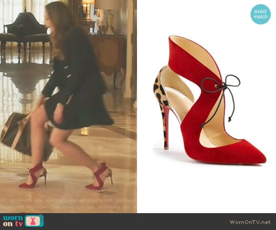 Ferme Rouge Pump by Christian Louboutin worn by Fallon Carrington (Elizabeth Gillies) on Dynasty