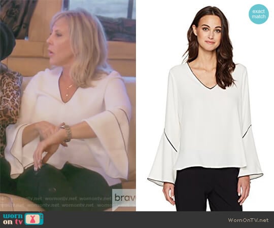 Bell Sleeve Blouse by Calvin Klein worn by Vicki Gunvalson on The Real Housewives of Orange County