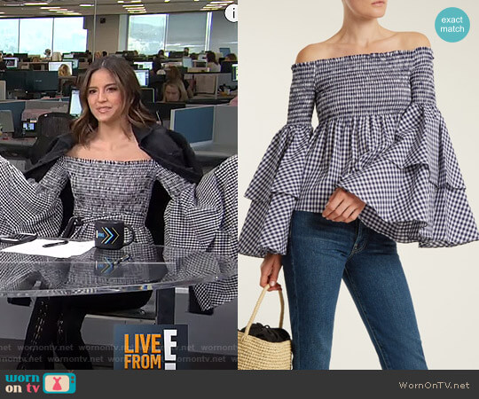 'Appolonia' Off The Shoulder Blouse by Caroline Constas worn by Erin Lim  on E! News