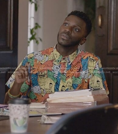 Jermaine’s cat print shirt on The Mayor