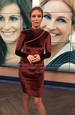 Catt’s red velvet zip dress on E! News