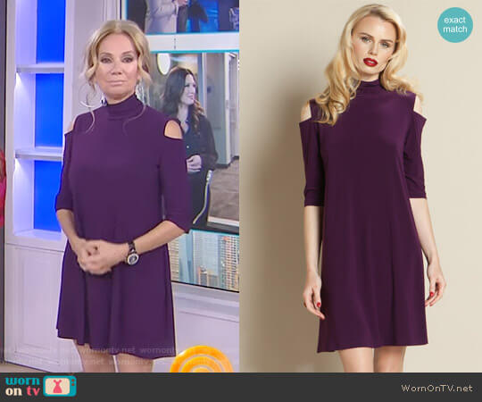 WornOnTV: Kathie’s purple cold-shoulder mock neck dress on Today ...