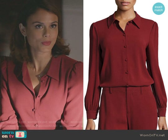 Classic Puff-Sleeve Crepe Blouse by Co worn by Cristal Flores (Nathalie Kelley) on Dynasty