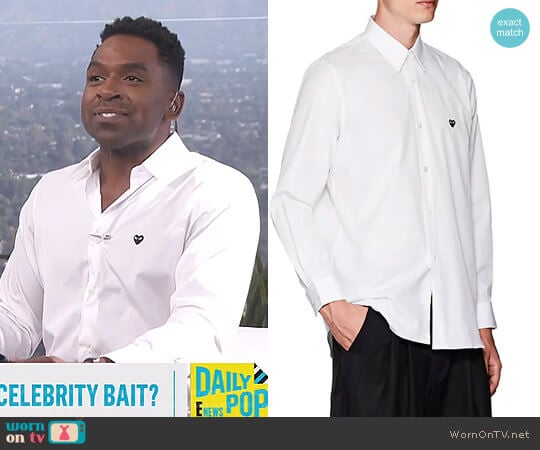 Heart Cotton Poplin Shirt by Comme Des Garcons PLAY worn by Justin Sylvester on E! News