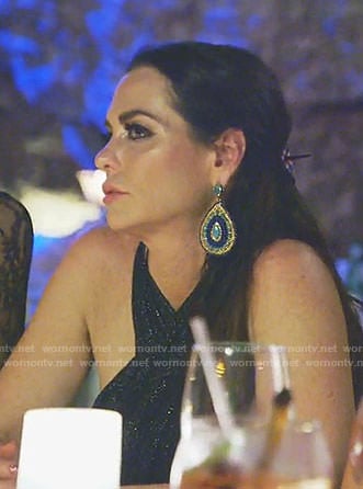 D'Andra's black crossed neck jumpsuit on The Real Housewives of Dallas