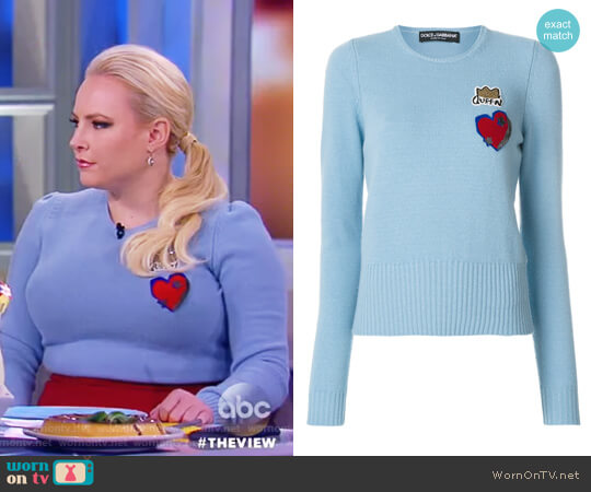 Queen patch jumper by Dolce & Gabbana worn by Meghan McCain on The View