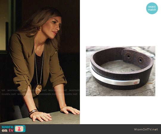 DakotaDesignsJewelry Leather and Riveted Sterling Silver Bracelet worn by Dinah Drake (Juliana Harkavy) on Arrow