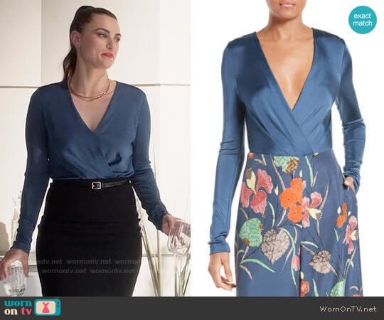 Diane von Furstenberg Lala Bodysuit  worn by Lena Luthor (Katie McGrath) on Supergirl