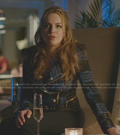 Fallon's blue and black tweed jacket on Dynasty