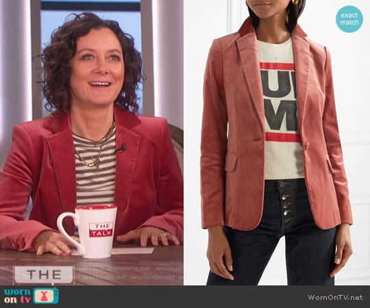 Classic Cotton-Blend Velvet Blazer by Frame worn by Sara Gilbert on The Talk