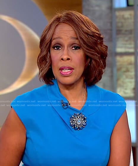 Gayle’s blue round collar dress on CBS This Morning