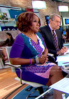 WornOnTV: Gayle’s mixed print sheath dress on CBS This Morning | Gayle ...