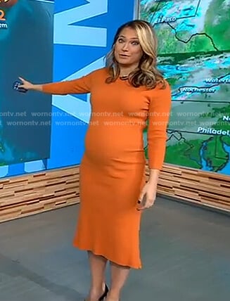 Ginger’s orange ruffle hem dress on Good Morning America