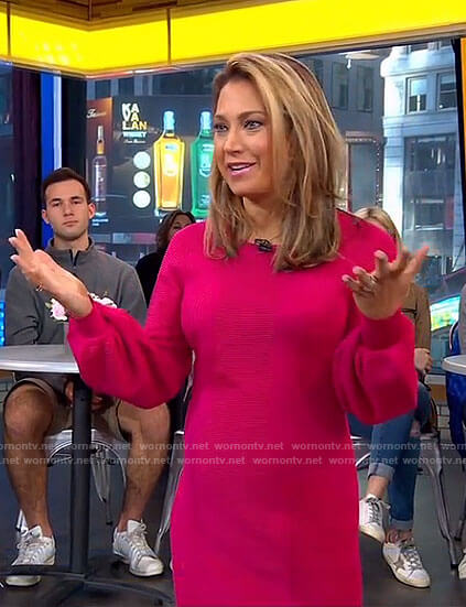 Ginger’s pink balloon sleeve dress on Good Morning America