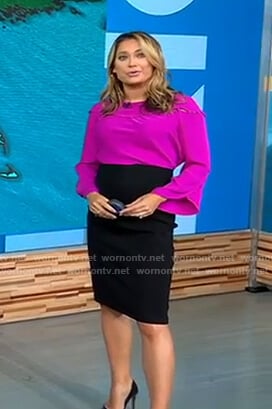 Ginger’s purple flared sleeve top on Good Morning America