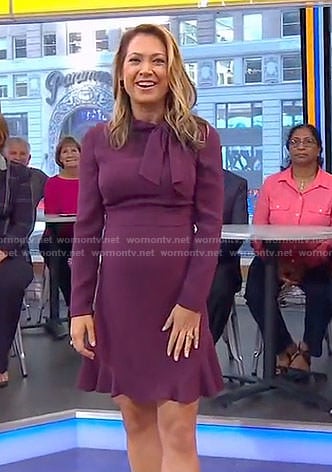 Ginger’s purple tie neck dress on Good Morning America