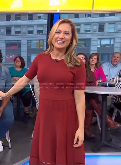 Ginger’s red pleated dress on Good Morning America