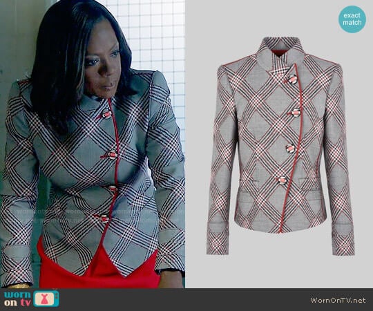 Giorgio Armani Single Breasted Wool Jacquard Jacket worn by Annalise Keating (Viola Davis) on How to Get Away with Murder