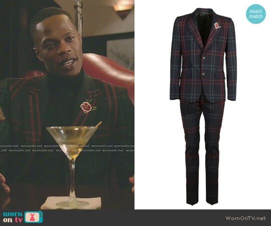 Checkered Suit by Gucci worn by Jeff Colby (Sam Adegoke) on Dynasty