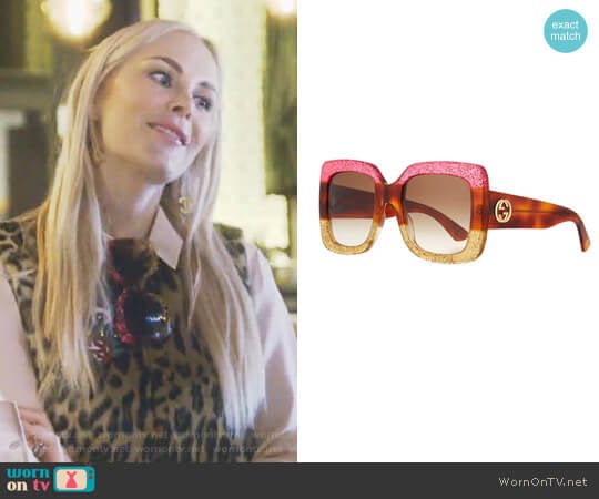 Glittered Gradient Oversized Square Sunglasses Gucci worn by Kameron Westcott on The Real Housewives of Dallas