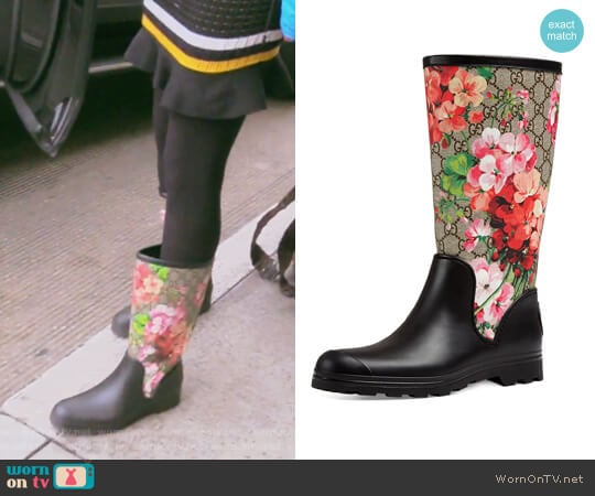 Prato GG Blooms Rain Boots by Gucci worn by Kelly Dodd on The Real Housewives of Orange County