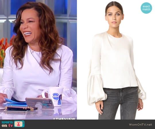 Sage Ruffle Top by Hellessy worn by Sunny Hostin on The View