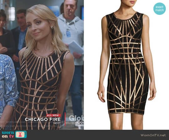 'Romee' Metallic Caging Bodycon Dress by Herve Leger worn by Portia Scott-Griffith (Nicole Richie) on Great News