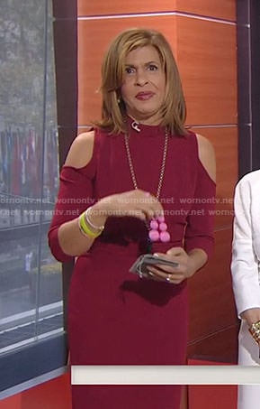 Hoda’s red cold-shoulder dress on Today