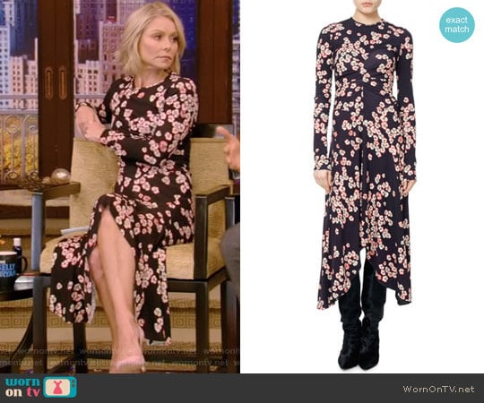 'Diana' Cherry Blossom Jersey Midi Dress by Isabel Marant worn by Kelly Ripa on Live with Kelly and Mark