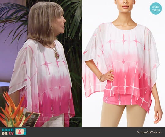 JM Collection Printed Poncho Blouse worn by Dina Mergeron (Marla Adams) on The Young and the Restless