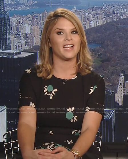 Jenna’s black floral top and floral wide-leg pants on Megyn Kelly Today