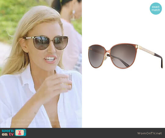 Posie Crystal-Temple Round Sunglasses by Jimmy Choo worn by Stephanie Hollman on The Real Housewives of Dallas