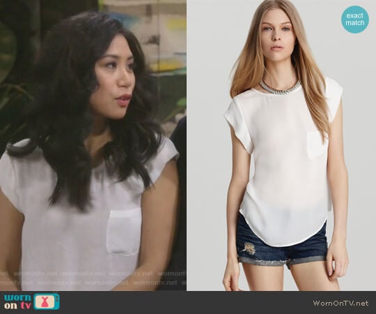 Rancher Short Sleeve Top by Joie worn by Eve Roberts (Liza Lapira) on 9JKL