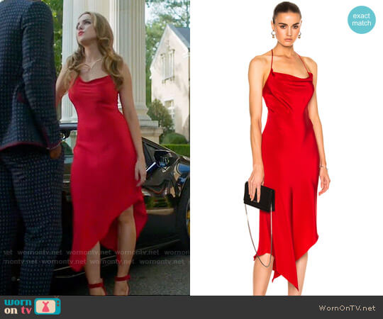 WornOnTV: Fallon’s red asymmetric slinky dress on Dynasty | Elizabeth ...