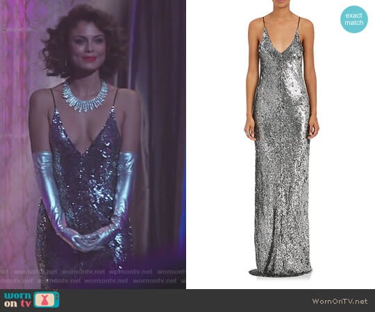 Metallic Sequined Slipdress by Juan Carlos Obando worn by Cristal Flores (Nathalie Kelley) on Dynasty