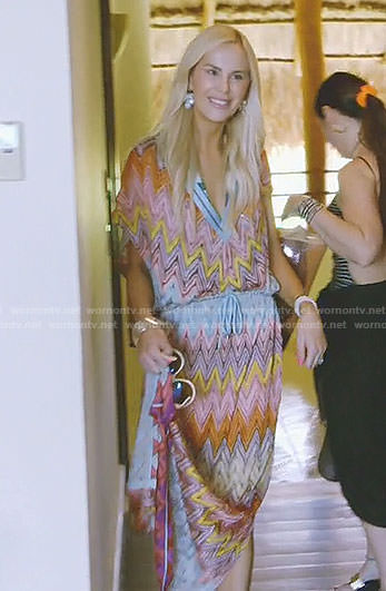 Kameron’s multi-color zig zag print caftan on The Real Housewives of Dallas