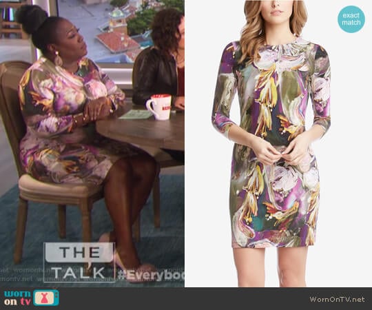 Printed Sheath Dress by Karen Kane worn by Sheryl Underwood on The Talk