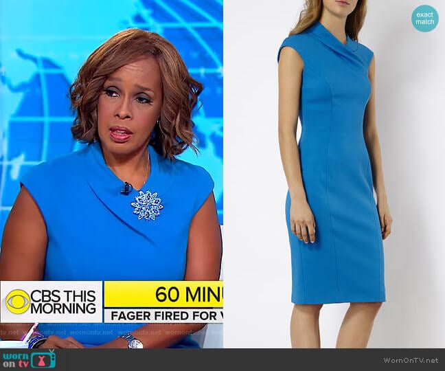 WornOnTV: Gayle’s blue round collar dress on CBS This Morning | Gayle ...