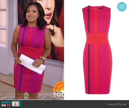 Colourful Stripe Panelled Dress by Karen Millen worn by Sheinelle Jones on Today