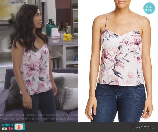 Floral Silk Tank by Karen Millen worn by Eve Roberts (Liza Lapira) on 9JKL