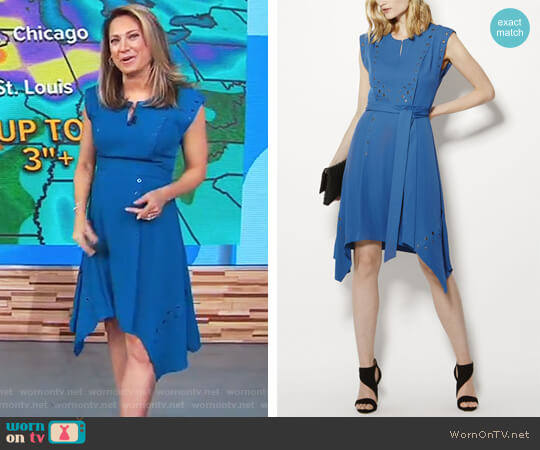 WornOnTV: Ginger’s blue eyelet asymmetric hem dress on Good Morning ...