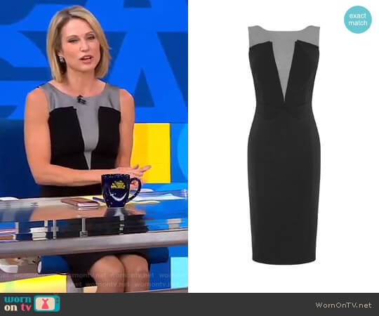 Plunge Contrast Pencil Dress by  Karen Millen worn by Amy Robach on Good Morning America