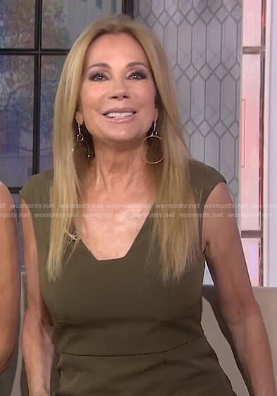 Kathie’s khaki v-neck dress on Today