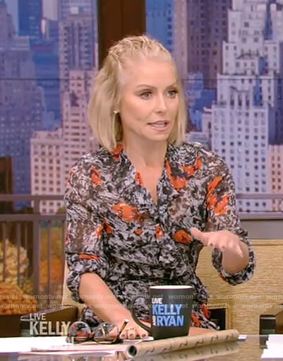 Kelly’s printed ruffle dress on Live with Kelly and Ryan